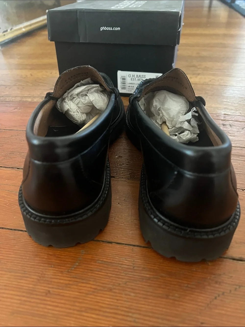 G.H. Bass & Co. Black Larson Lug Penny Loafers